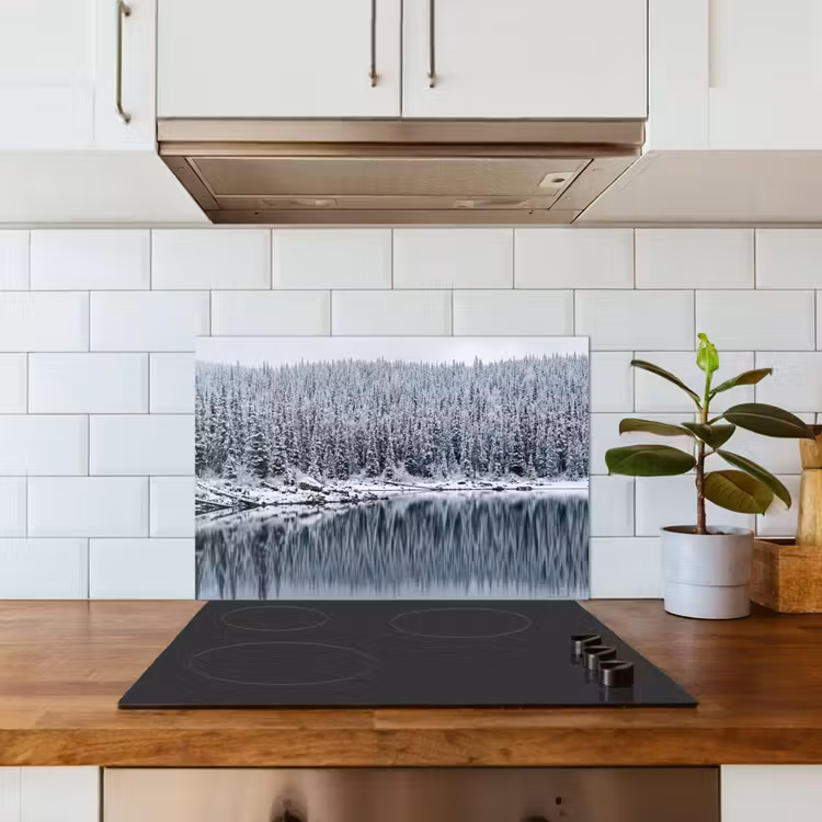 Bos - Reflectie - Meer - Winter - Serene keuken achterwand spatscherm klein -sfeer2