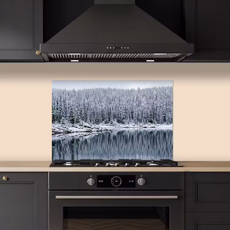 Bos - Reflectie - Meer - Winter - Serene keuken achterwand spatscherm klein -sfeer1