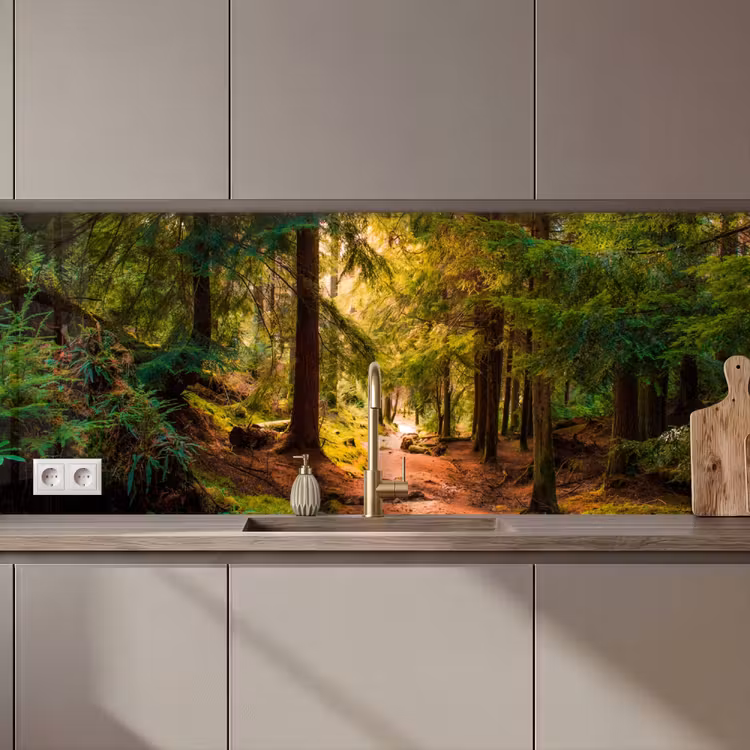 Bos - Pad - Bomen - Groen - Zon - Natuur keuken achterwand 2 middel zz_3dshopping