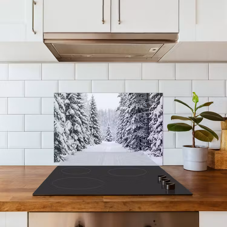 Bos - Winter - Sneeuw - Pad - Natuur keuken achterwand spatscherm klein -sfeer2