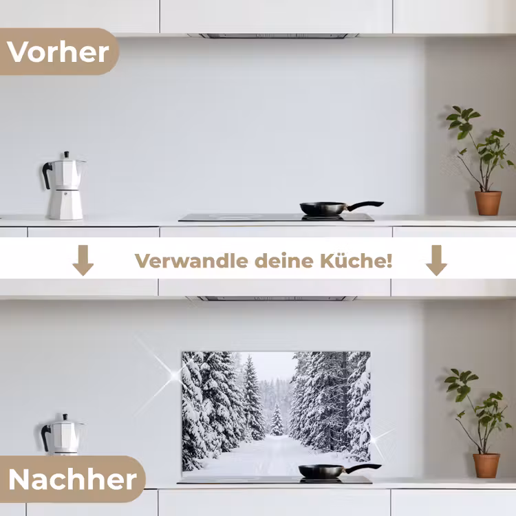 Bos - Winter - Sneeuw - Pad - Natuur keuken achterwand spatscherm klein -voor_na_DE