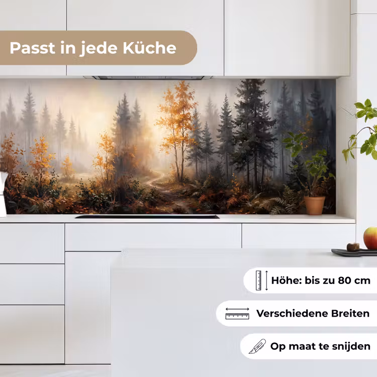 Bospad - Herfstbladeren - Natuur - Schilderachtig - Oranje keuken achterwand 2 middel -sfeer4_DE