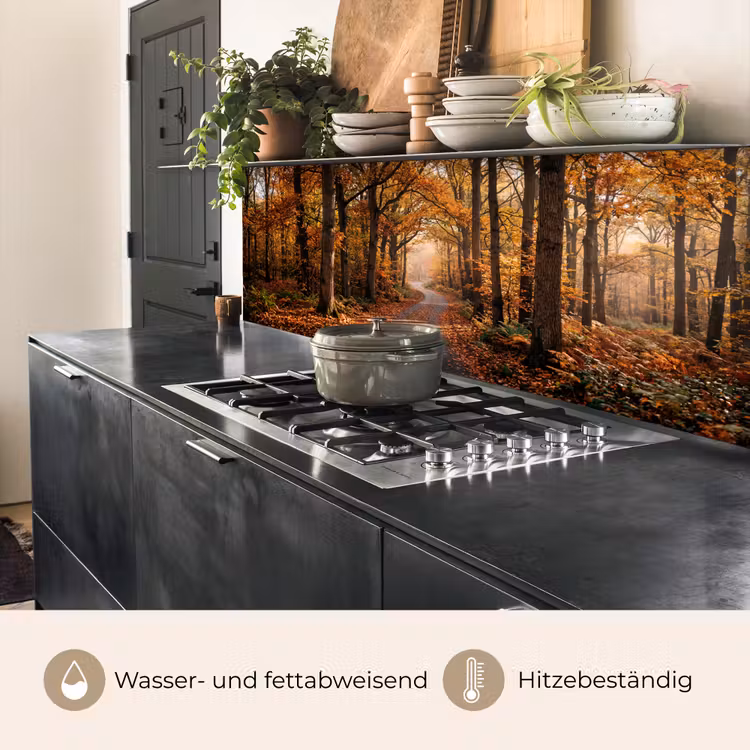 Bospad - Herfstbos - Bladeren - Oranje - Nostalgisch keuken achterwand 2 middel -usp_DE