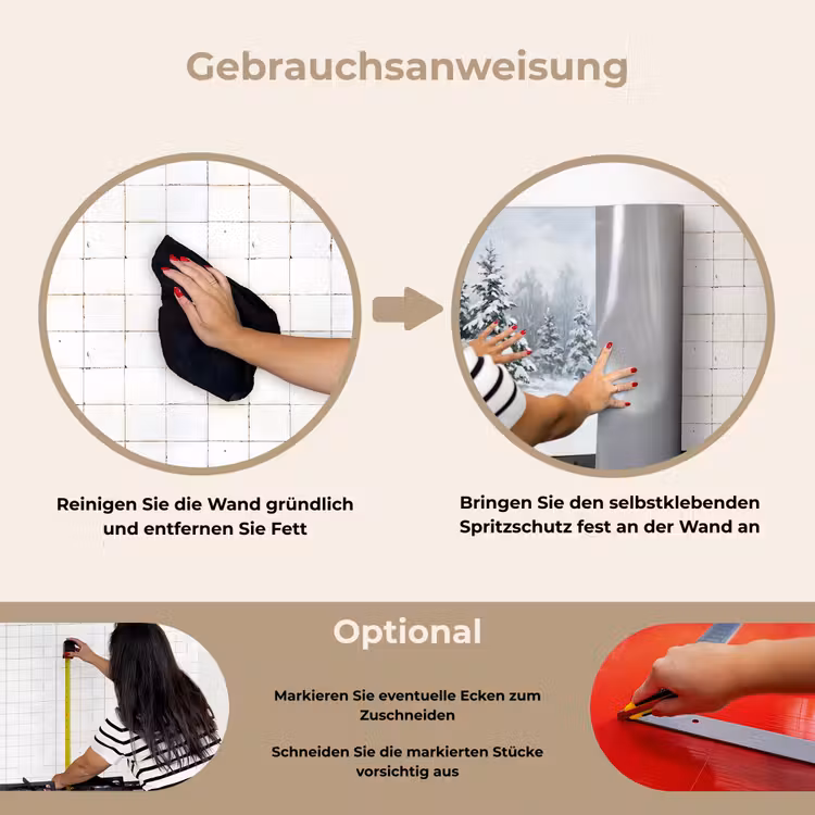 Bospad - Dennen - Sneeuw - Winter - Rustgevend keuken achterwand spatscherm klein -gebruiksaanwijzing_DE