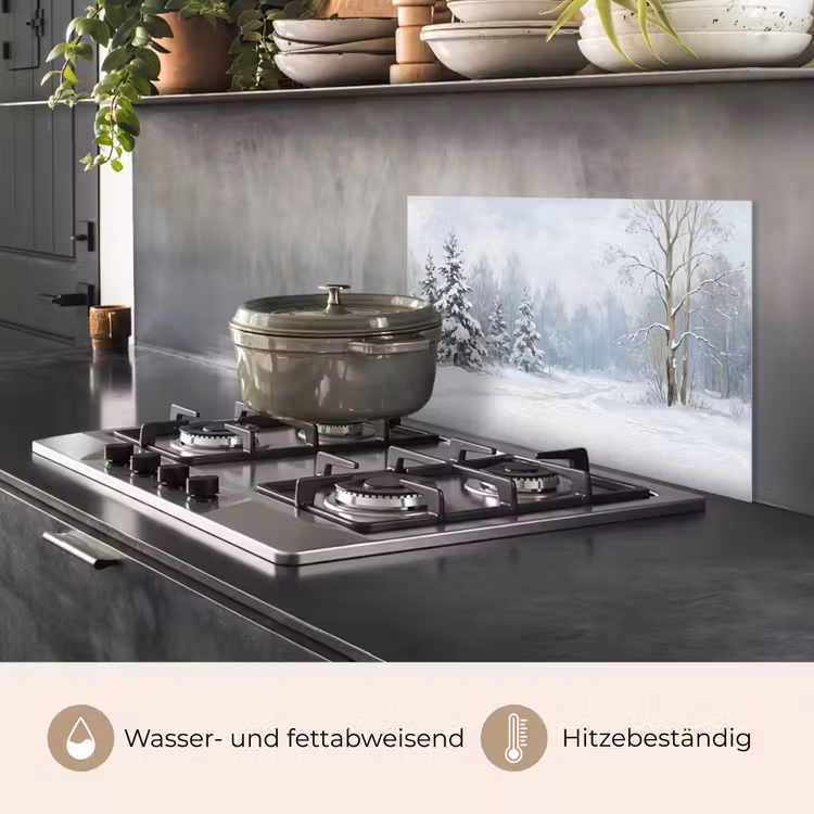 Bospad - Dennen - Sneeuw - Winter - Rustgevend keuken achterwand spatscherm klein -usp_DE