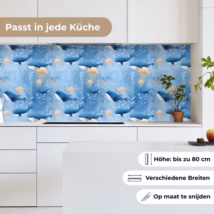 Walvissen - Oceaan - Blauw keuken achterwand 2 middel 871 -sfeer4_DE