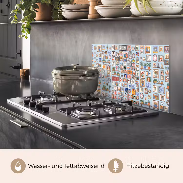 Wanddecoratie - Collectie - Huis - Illustratief - Kleurrijk keuken achterwand spatscherm klein -usp_DE