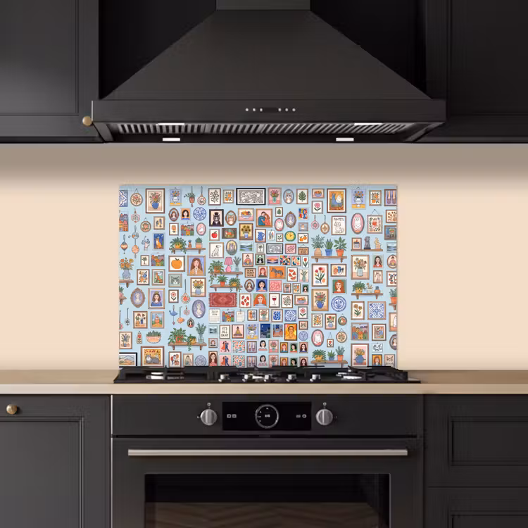 Wanddecoratie - Collectie - Huis - Illustratief - Kleurrijk keuken achterwand spatscherm klein -sfeer1