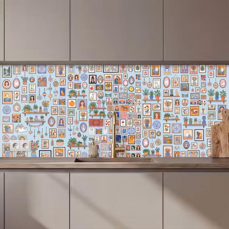 Wanddecoratie - Collectie - Huis - Illustratief - Kleurrijk keuken achterwand 2 middel zz_3dshopping