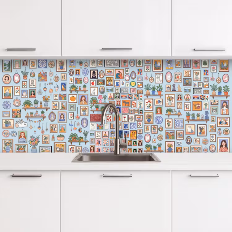 Wanddecoratie - Collectie - Huis - Illustratief - Kleurrijk keuken achterwand 2 middel -3d