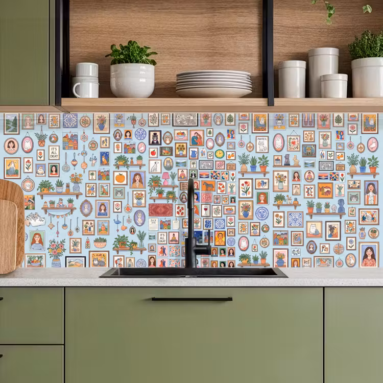 Wanddecoratie - Collectie - Huis - Illustratief - Kleurrijk keuken achterwand 2 middel -sfeer3