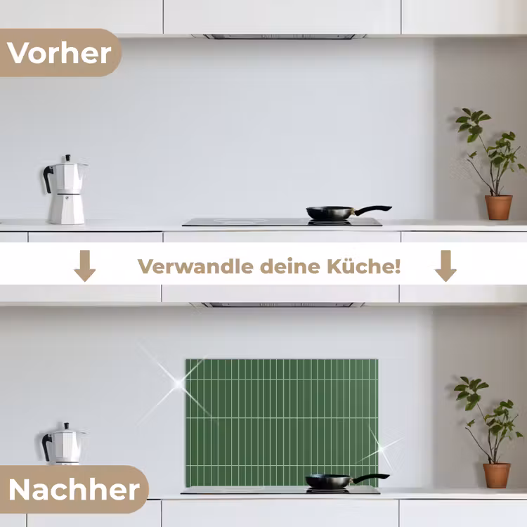 Wandtegel - Verticaal - Donkergroen keuken achterwand spatscherm klein 900 -voor_na_DE