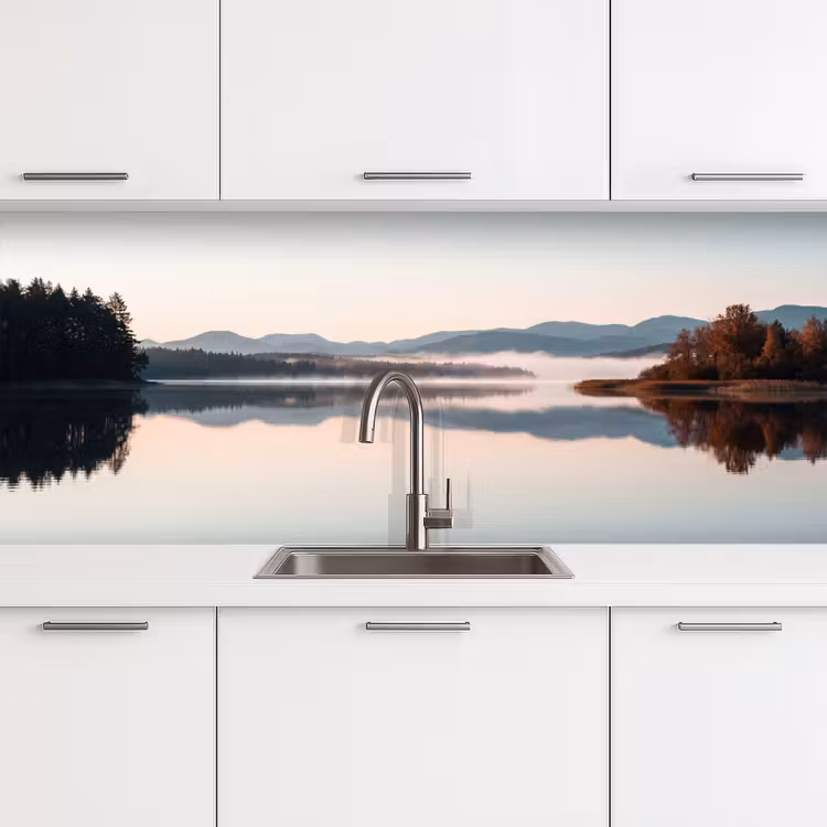 Water - Bomen - Mistlaag keuken achterwand 2 middel -3d