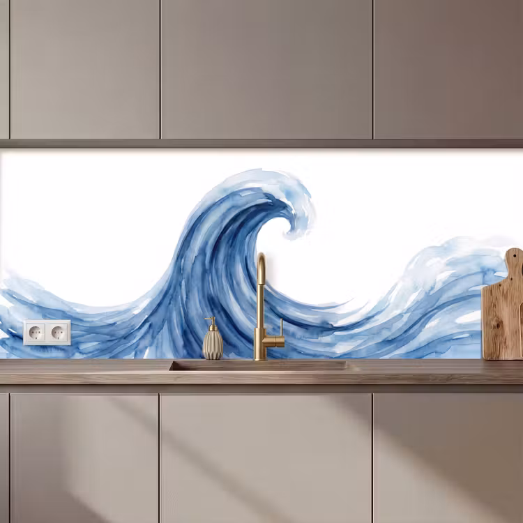 Water - Beweging - Natuur - Modern - Blauw keuken achterwand 2 middel zz_3dshopping