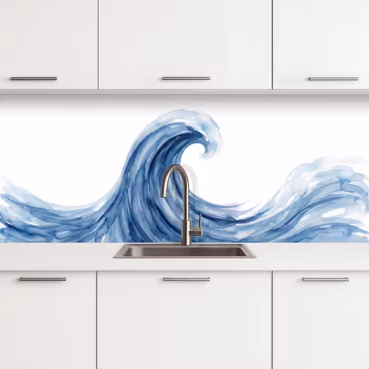 Water - Beweging - Natuur - Modern - Blauw keuken achterwand 2 middel -3d