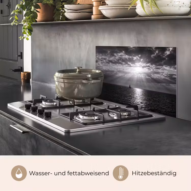 Water - Boot - Lucht - Natuur - Zwart-wit keuken achterwand spatscherm klein -usp_DE