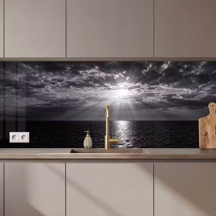 Water - Boot - Lucht - Natuur - Zwart-wit keuken achterwand 2 middel zz_3dshopping