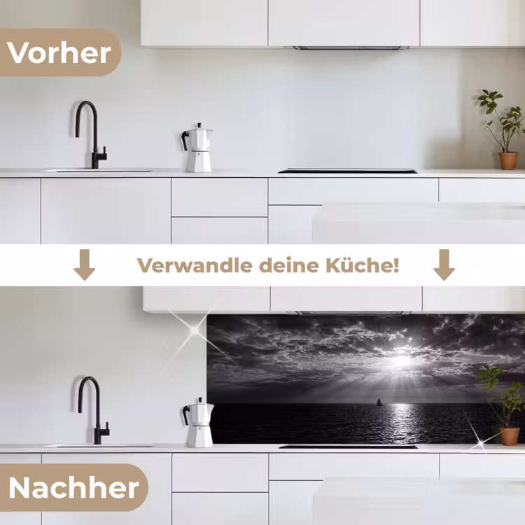 Water - Boot - Lucht - Natuur - Zwart-wit keuken achterwand 2 middel -voor-na_DE