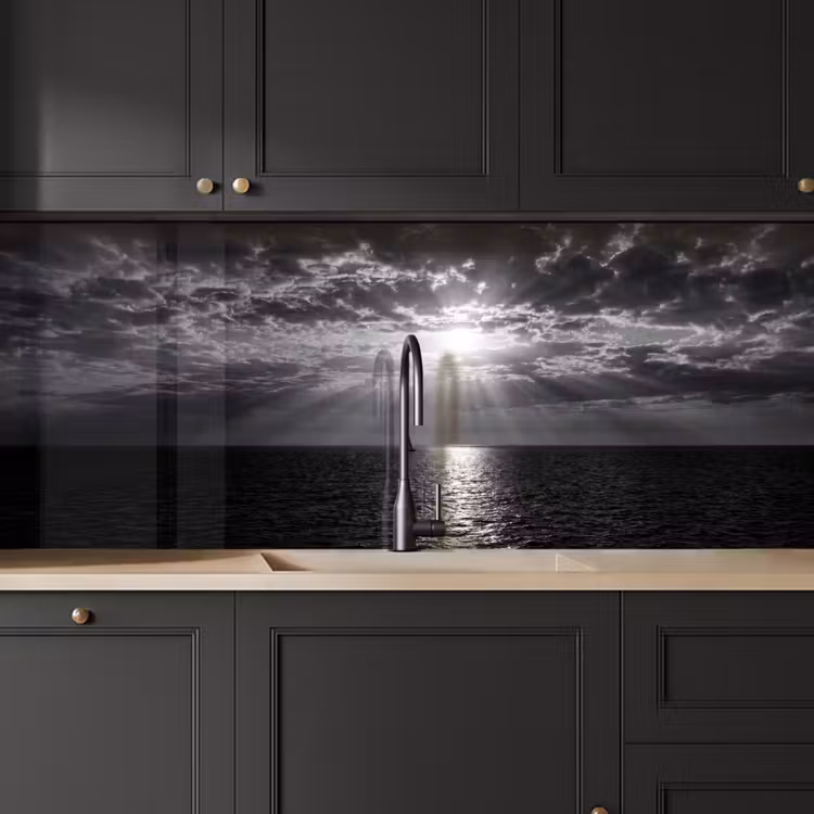 Water - Boot - Lucht - Natuur - Zwart-wit keuken achterwand 2 middel -sfeer1