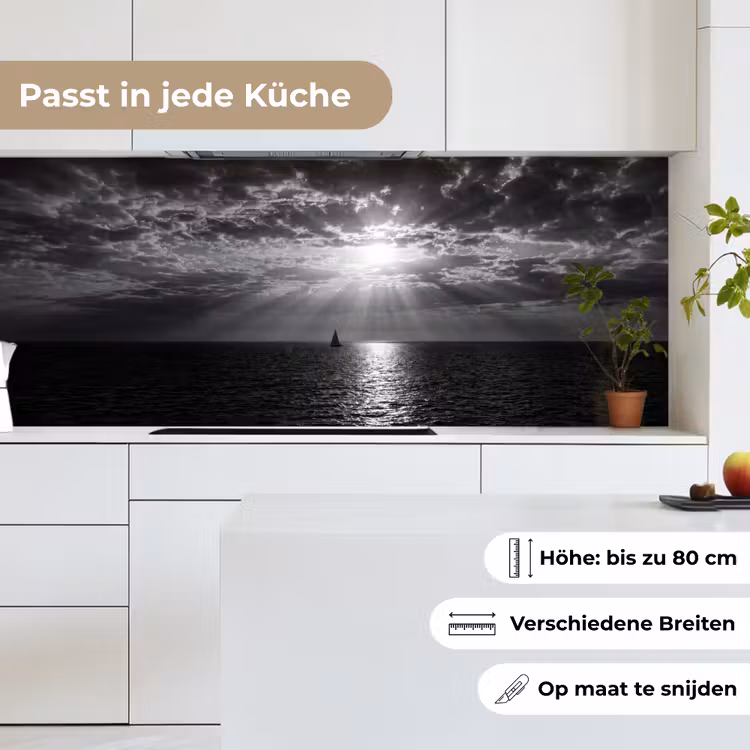 Water - Boot - Lucht - Natuur - Zwart-wit keuken achterwand 2 middel -sfeer4_DE