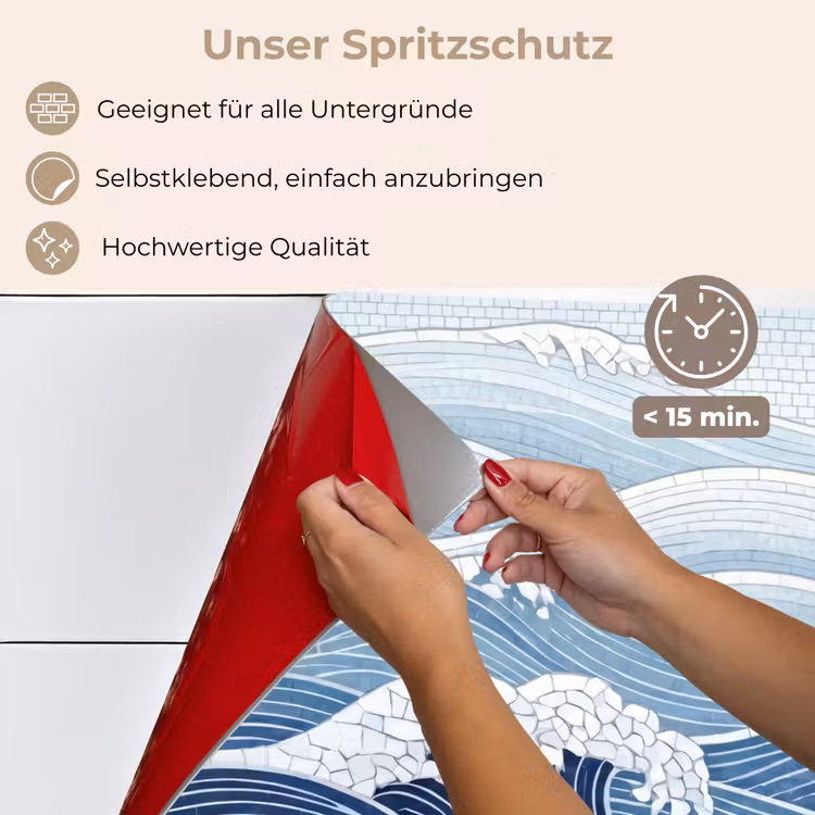 Water - Mozaïek - Landschap - Modern - Blauw keuken achterwand spatscherm klein -spatscherm_DE