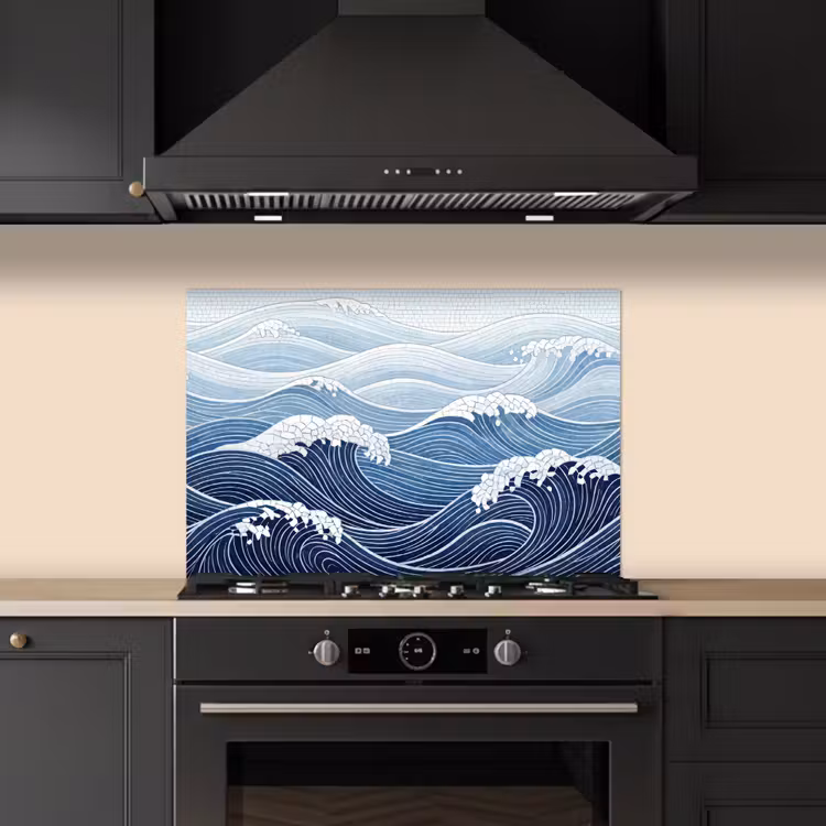 Water - Mozaïek - Landschap - Modern - Blauw keuken achterwand spatscherm klein -sfeer1