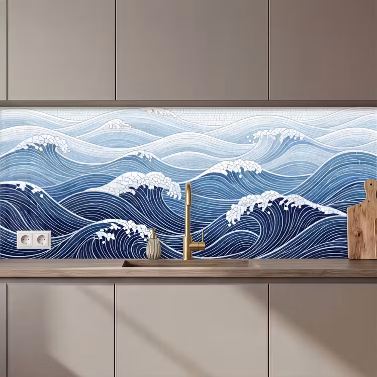 Water - Mozaïek - Landschap - Modern - Blauw keuken achterwand 2 middel zz_3dshopping