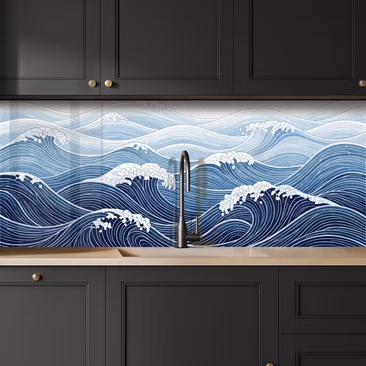 Water - Mozaïek - Landschap - Modern - Blauw keuken achterwand 2 middel -sfeer1