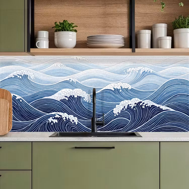 Water - Mozaïek - Landschap - Modern - Blauw keuken achterwand 2 middel -sfeer3