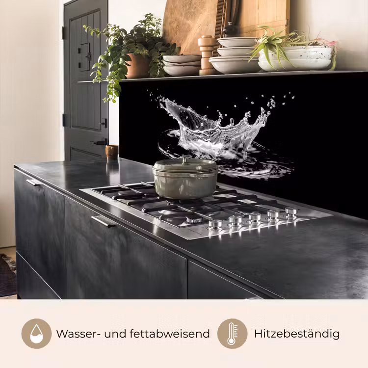 Water - Splash - Water - Zwart keuken achterwand 2 middel -usp_DE
