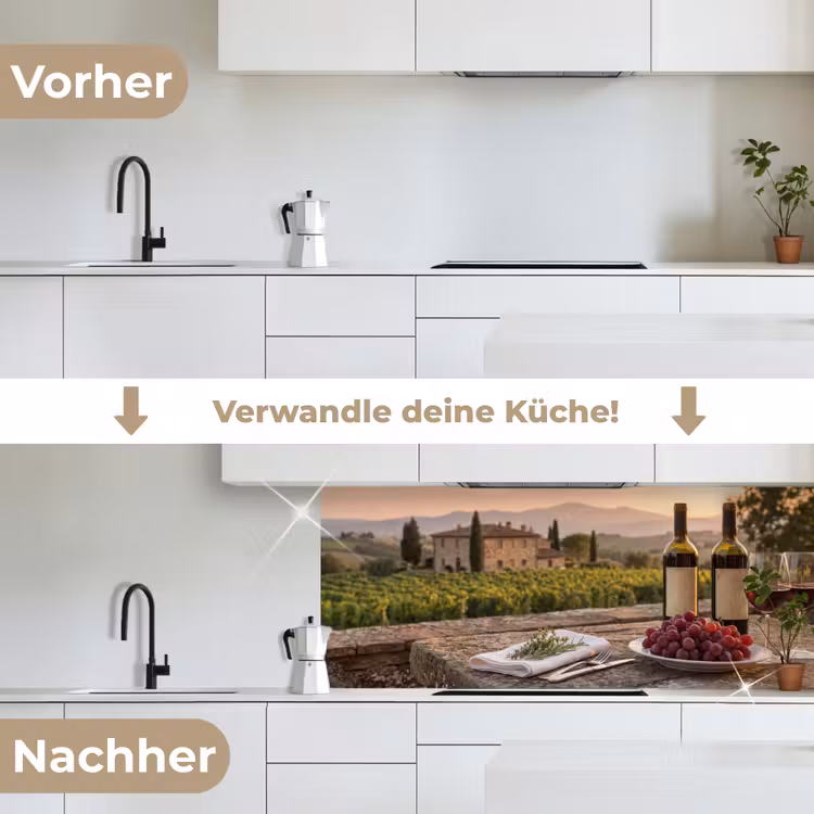 Wijn - Glazen - Druiven - Wijngaard keuken achterwand 2 middel -voor-na_DE