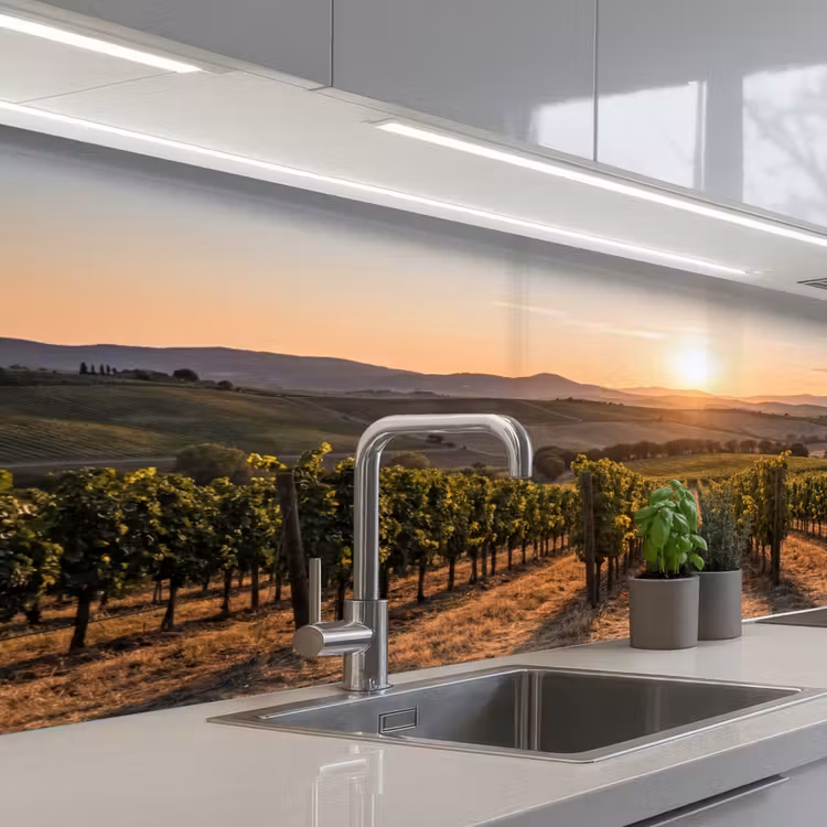 Wijngaard - Zonsondergang - Landschap keuken achterwand 2 middel -3d_schuin