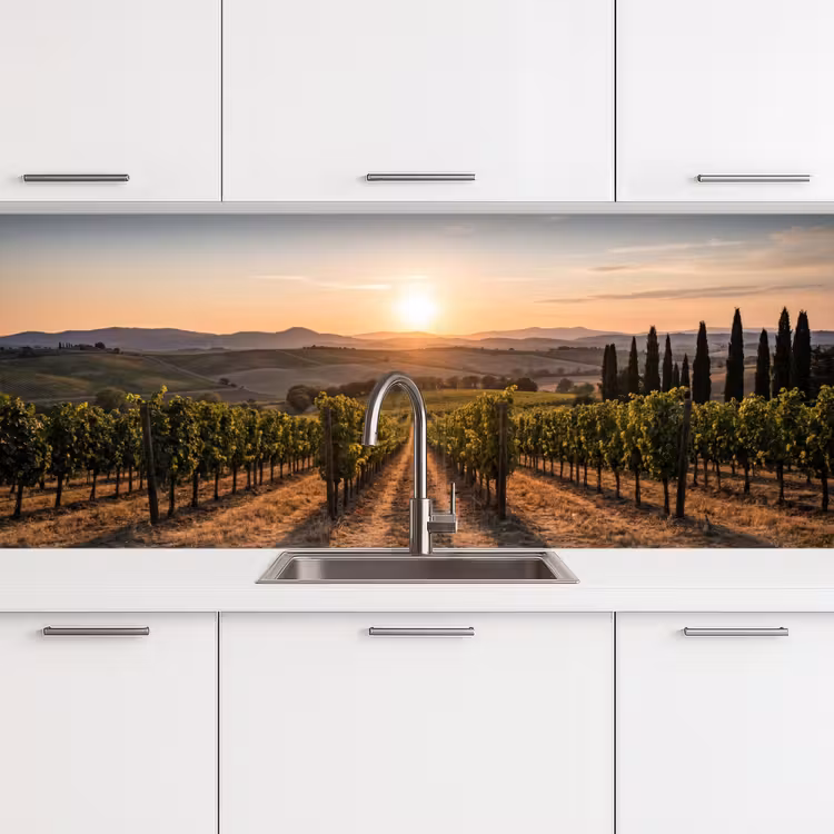 Wijngaard - Zonsondergang - Landschap keuken achterwand 2 middel -3d