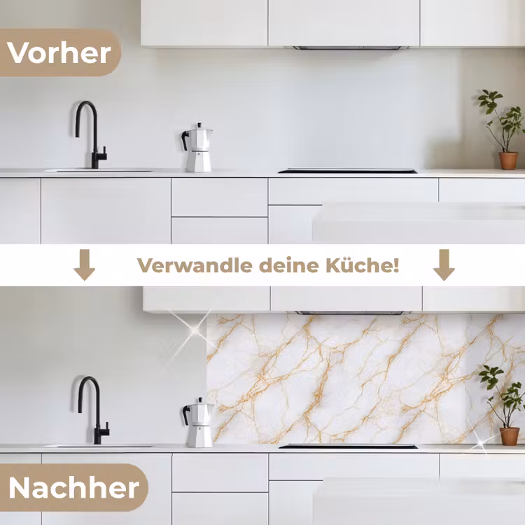 Wit - Goud - Marmer - Aders keuken achterwand 2 middel 871 -voor-na_DE