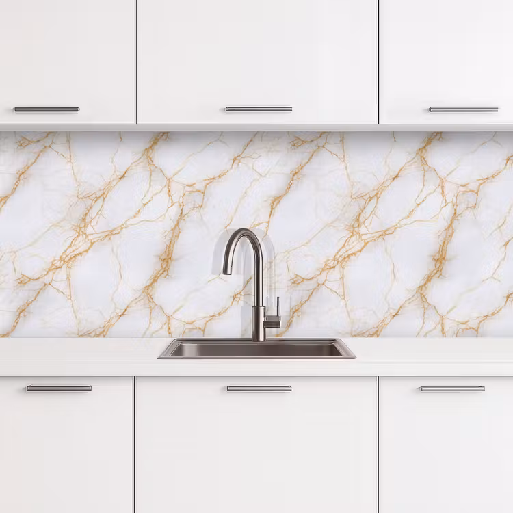 Wit - Goud - Marmer - Aders keuken achterwand 2 middel 871 -3d