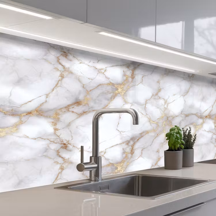 Wit - Goud - Marmer - Grijs keuken achterwand 2 middel 871 -3d_schuin