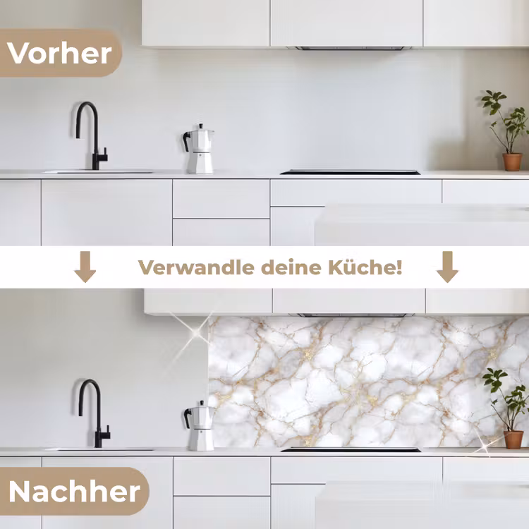 Wit - Goud - Marmer - Grijs keuken achterwand 2 middel 871 -voor-na_DE