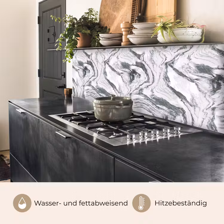 Wit - Marmer - Golvend - Grafiet keuken achterwand 2 middel 871 -usp_DE