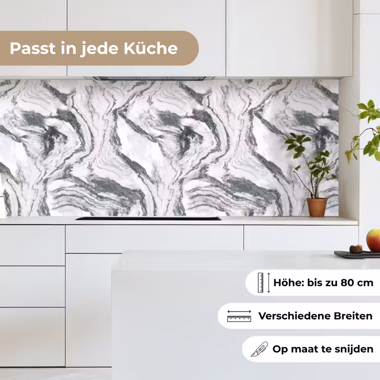 Wit - Marmer - Golvend - Grafiet keuken achterwand 2 middel 871 -sfeer4_DE