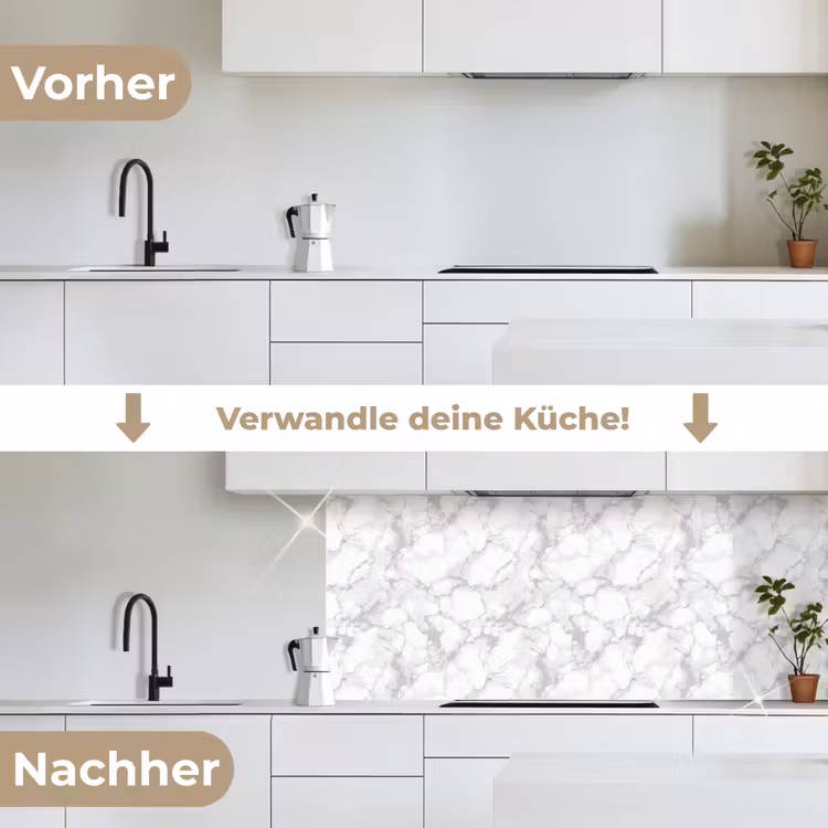 Wit - Marmer - Grijs keuken achterwand 2 middel 871 -voor-na_DE