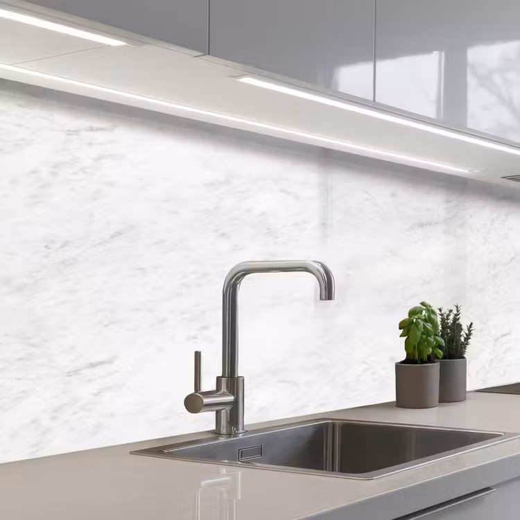 Wit - Marmer - Grijze aders keuken achterwand 2 middel 871 -3d_schuin