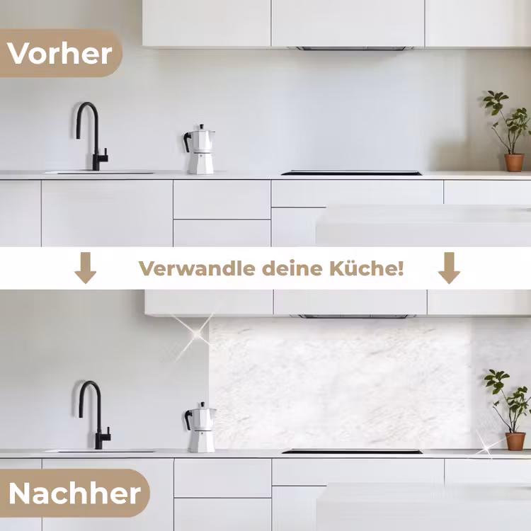 Wit - Marmer - Grijze aders keuken achterwand 2 middel 871 -voor-na_DE