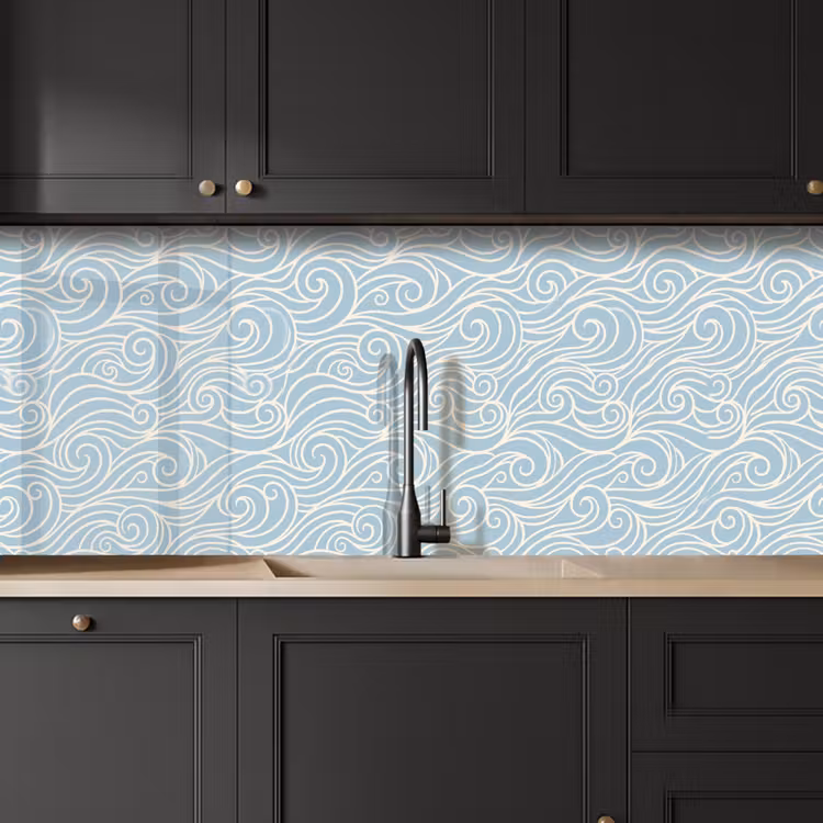 Golf - Abstract - Natuur - Modern - Blauw keuken achterwand 2 middel -sfeer1