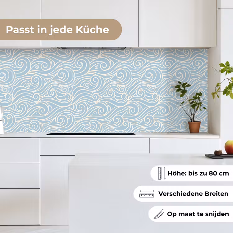 Golf - Abstract - Natuur - Modern - Blauw keuken achterwand 2 middel -sfeer4_DE
