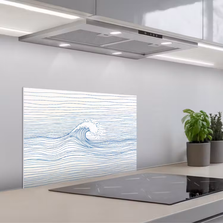 Golf - Brekende - Natuur - Minimalistisch - Blauw keuken achterwand spatscherm klein -3d_schuin