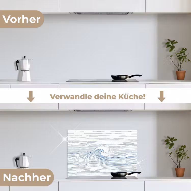Golf - Brekende - Natuur - Minimalistisch - Blauw keuken achterwand spatscherm klein -voor_na_DE