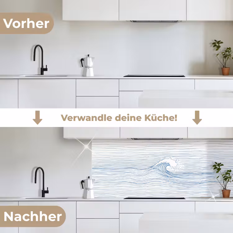 Golf - Brekende - Natuur - Minimalistisch - Blauw keuken achterwand 2 middel -voor-na_DE