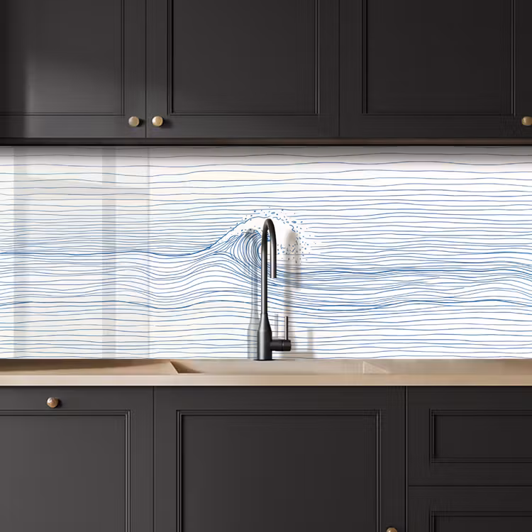 Golf - Brekende - Natuur - Minimalistisch - Blauw keuken achterwand 2 middel -sfeer1