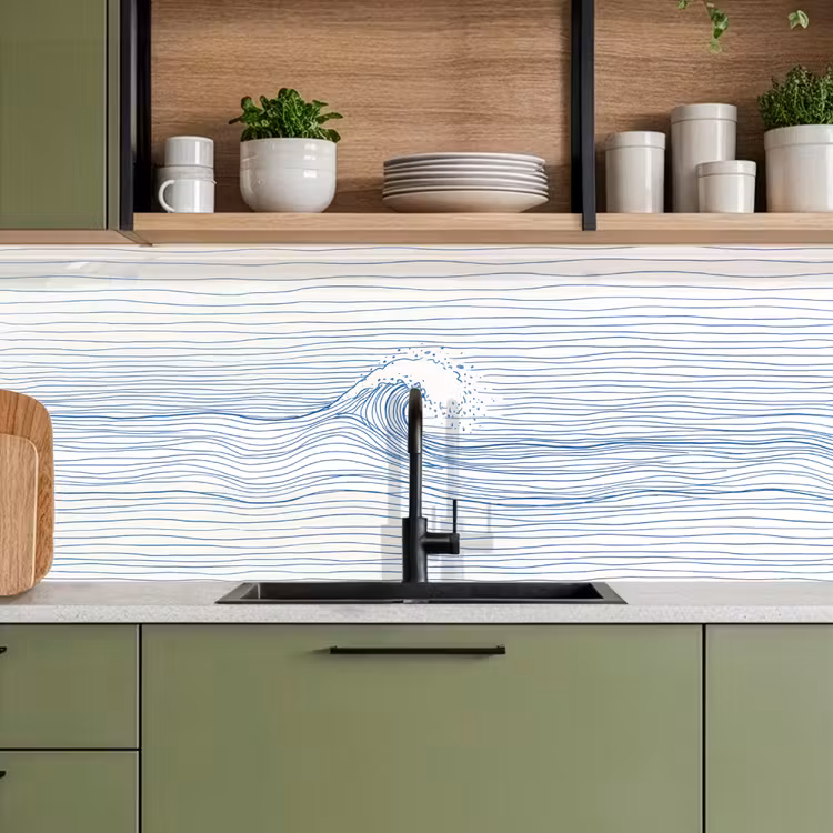 Golf - Brekende - Natuur - Minimalistisch - Blauw keuken achterwand 2 middel -sfeer3