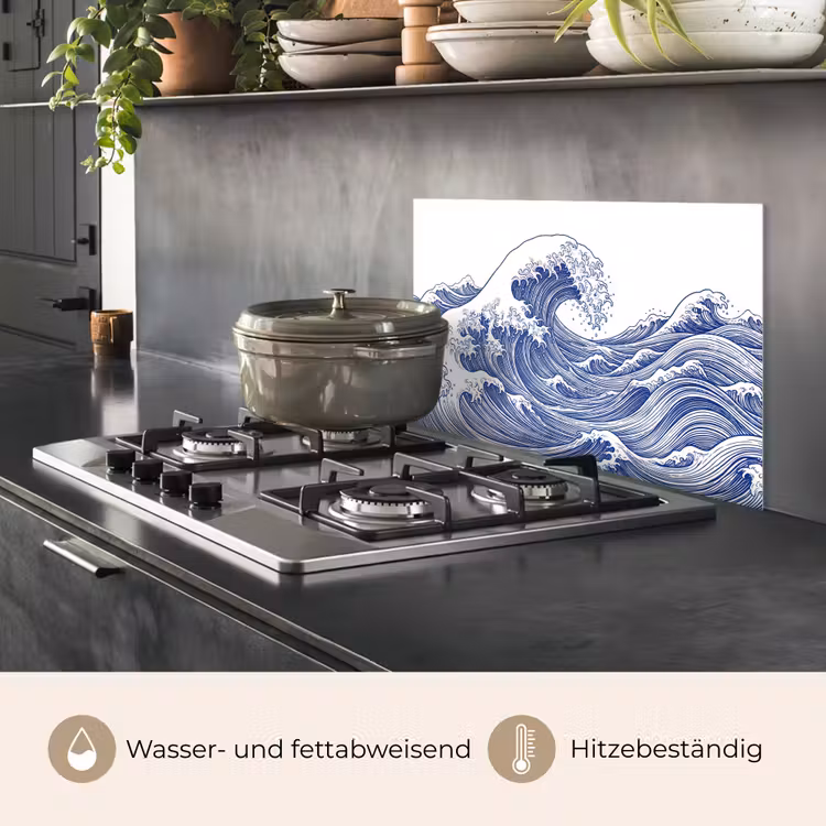Golf - Japans - Zee - Illustratie - Blauw keuken achterwand spatscherm klein -usp_DE